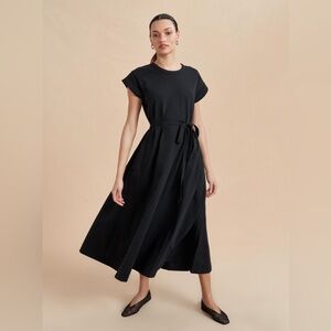 LA LIGNE Andie belted cotton-jersey midi dress black xsmall